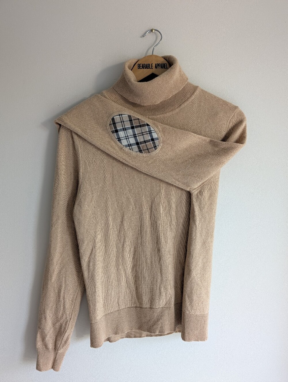 Barbour Pendle Roll-Neck Jumper Wool Cotton Sweater Turtleneck Knit Elbow Pads
